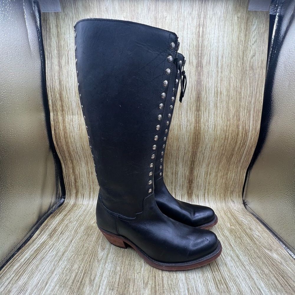 Justin Boots Black Studded Over-the-Knee Lace-Back Riding Boots